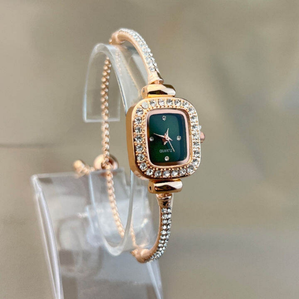 Women's Luxury Rhinestone Quartz Watch Shiny Square
